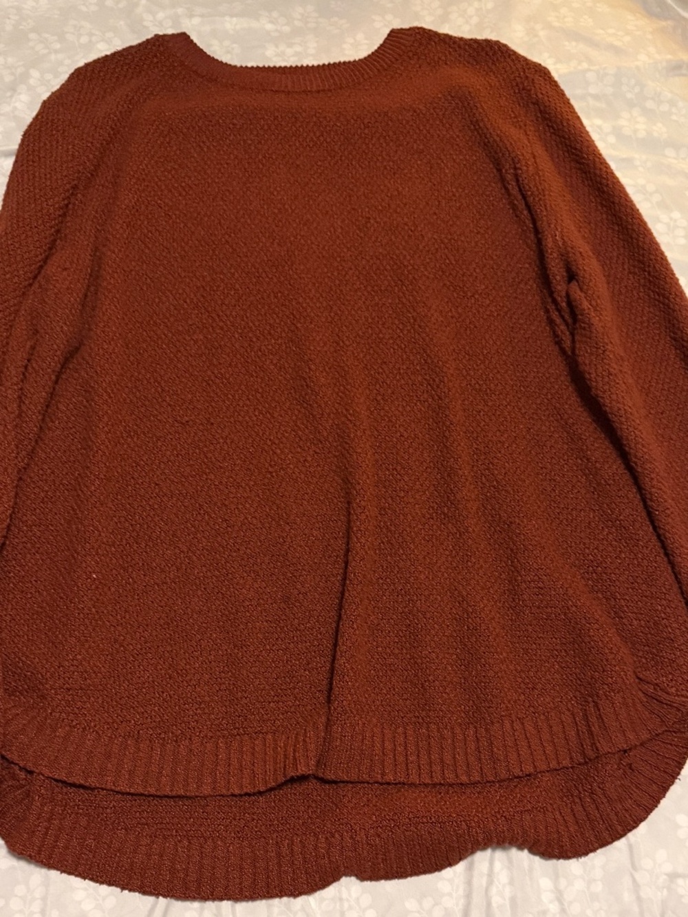Pink Clover Women's 2X Rust Textured Knit High Low Sweater Plus Size